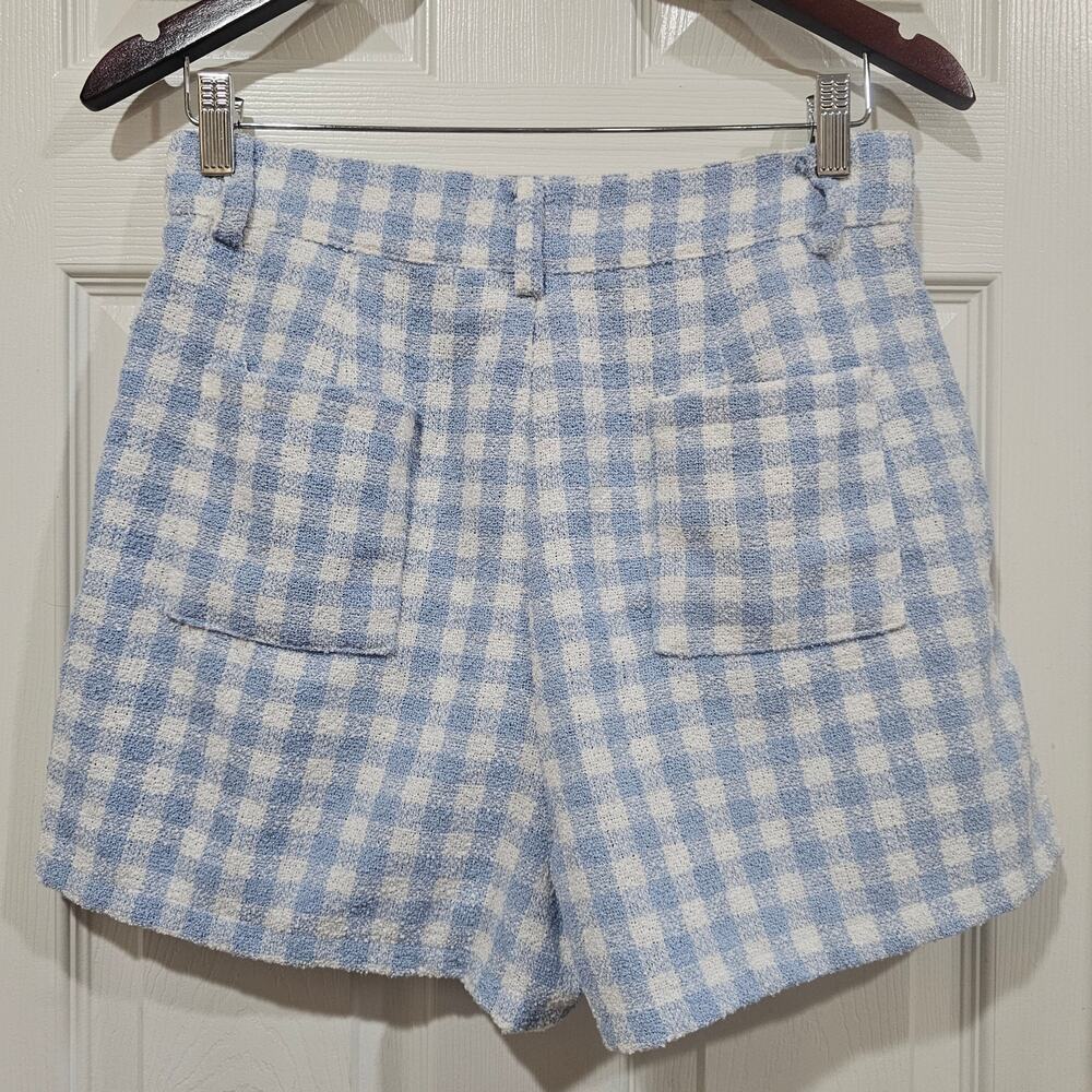 Blue Gingham Shorts Woman Med High Rise Cottagecore Coastal - Picture 2 of 6